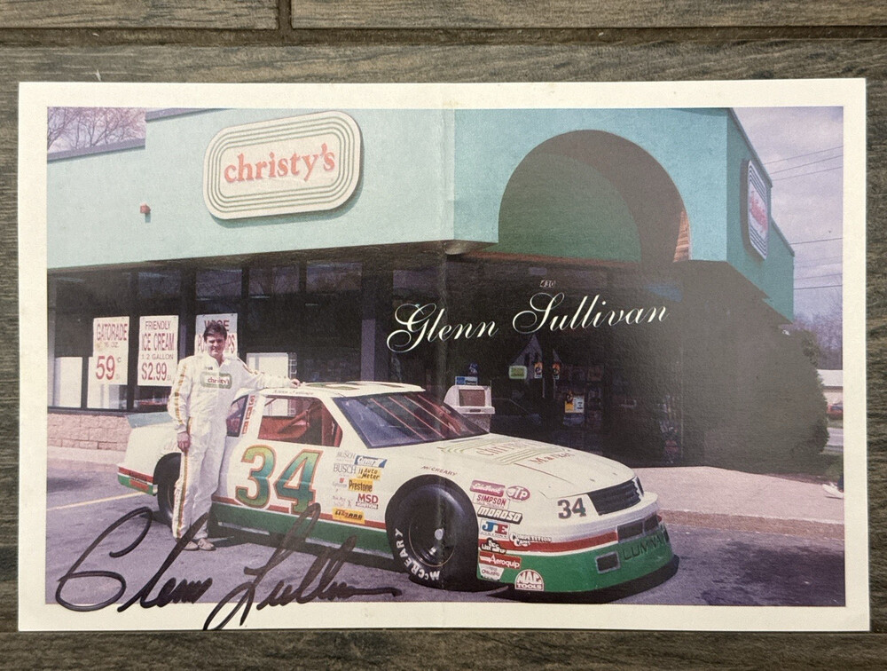 Christy's Race Team Glenn Sullivan Autographed 8.5”x5.5” information card